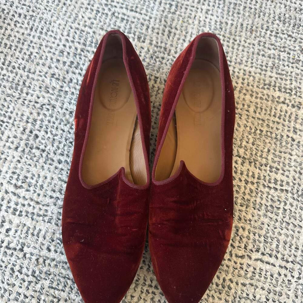 Le Monde Beryl Venetian Slipper Brick Red Velvet Loafers Size 41